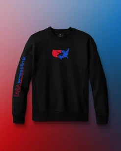 Hoodies & Pullovers|Hoodies & Pullovers>RUDIS USA Wrestling Vintage Titan Heavyweight Crewneck Black