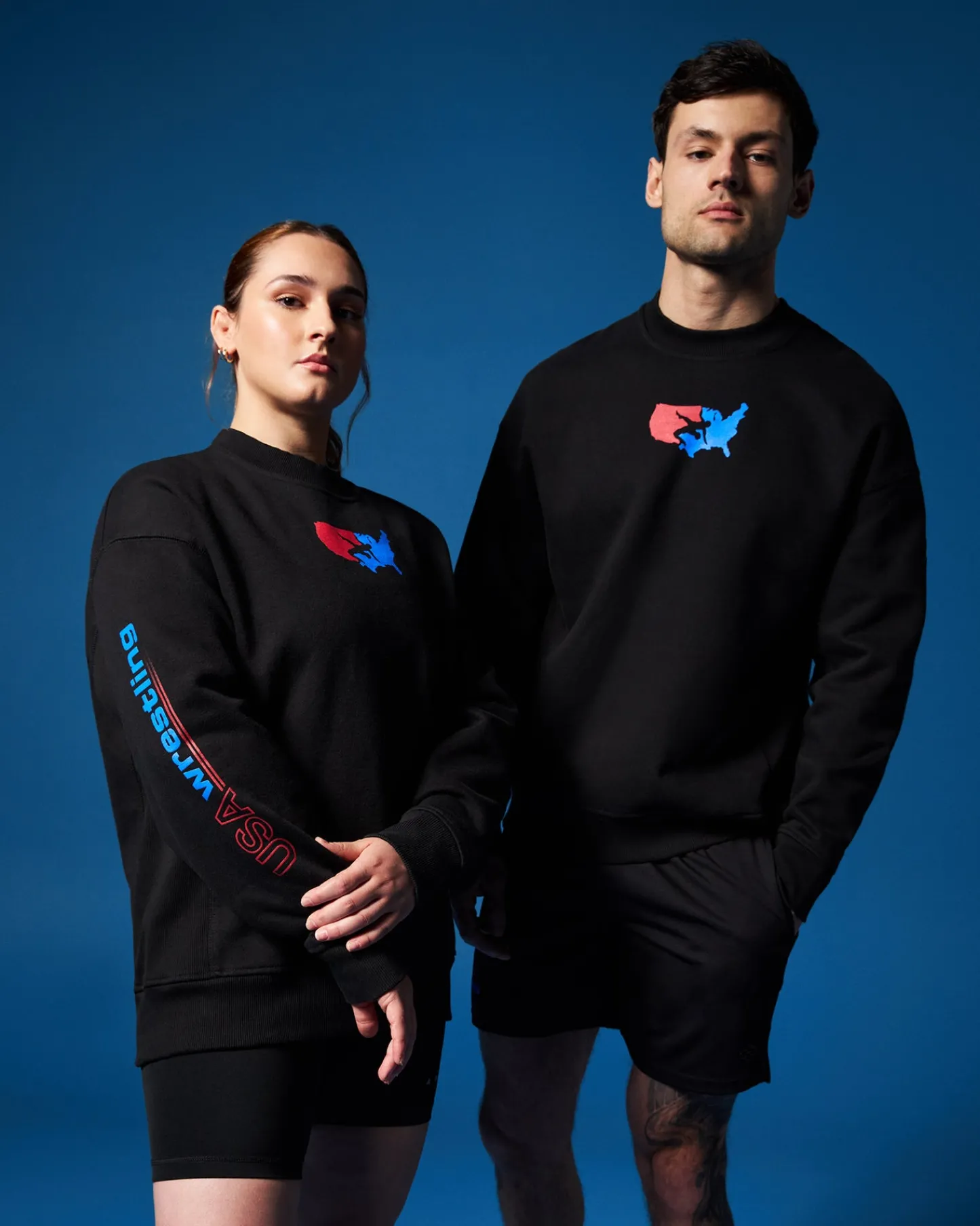 Hoodies & Pullovers|Hoodies & Pullovers>RUDIS USA Wrestling Vintage Titan Heavyweight Crewneck Black
