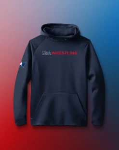Hoodies & Pullovers|Hoodies & Pullovers>RUDIS USA Wrestling Wordmark Cool-Feel Scuba Hoodie Navy