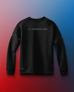 Hoodies & Pullovers|Hoodies & Pullovers>RUDIS USA Wrestling Wordmark COOL-FEEL Crewneck