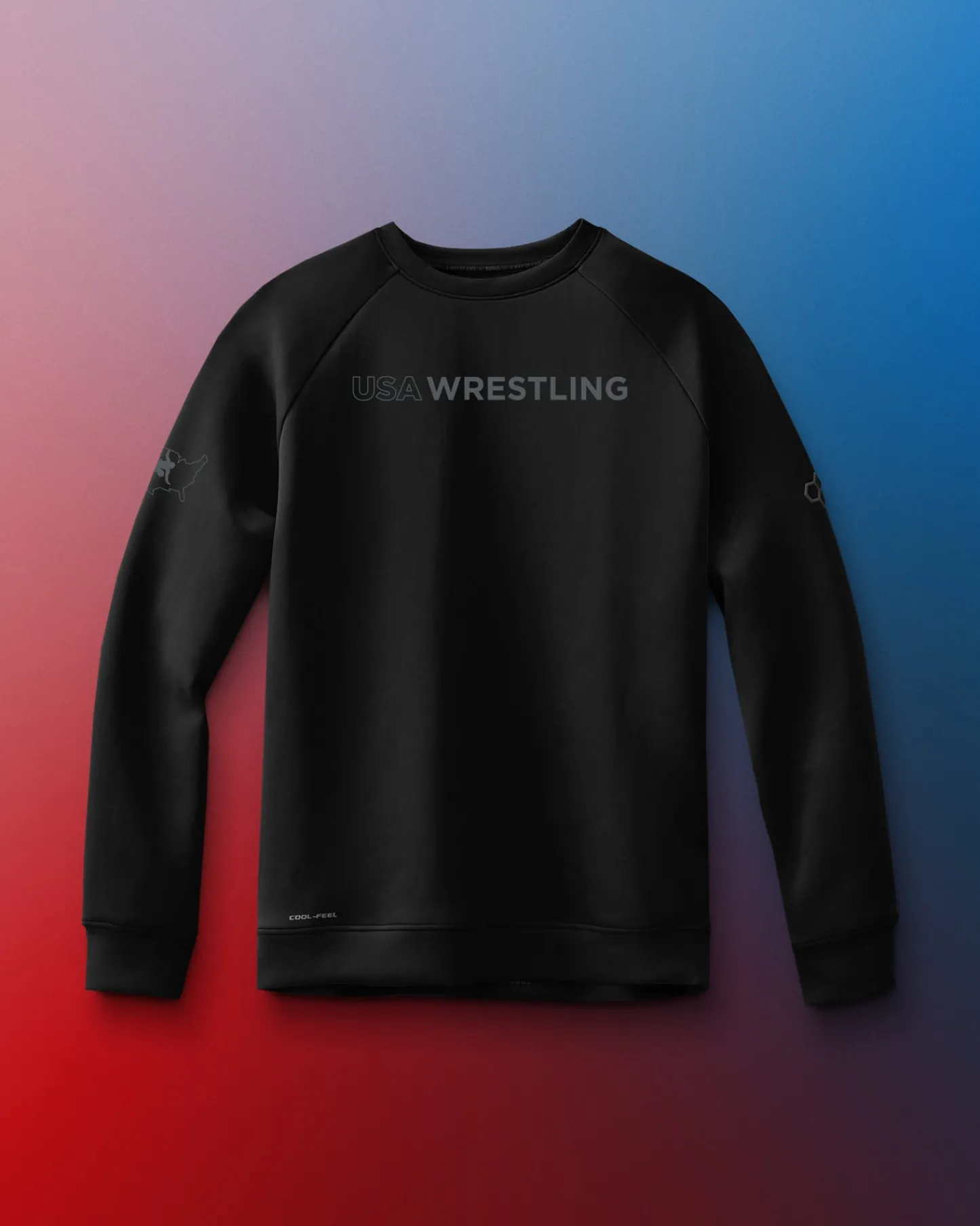 Hoodies & Pullovers|Hoodies & Pullovers>RUDIS USA Wrestling Wordmark COOL-FEEL Crewneck