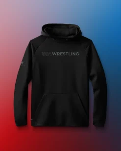 Hoodies & Pullovers|Hoodies & Pullovers>RUDIS USA Wrestling Wordmark Cool-Feel Scuba Hoodie Black
