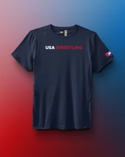 Shirts & Tees|Shirts & Tees>RUDIS USA Wrestling Wordmark Performance T-Shirt Navy