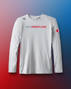 Shirts & Tees>RUDIS USA Wrestling Wordmark Performance Heather Long Sleeve Heather Lunar