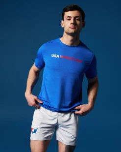 Shirts & Tees|Shirts & Tees>RUDIS USA Wrestling Wordmark Performance Heather T-Shirt