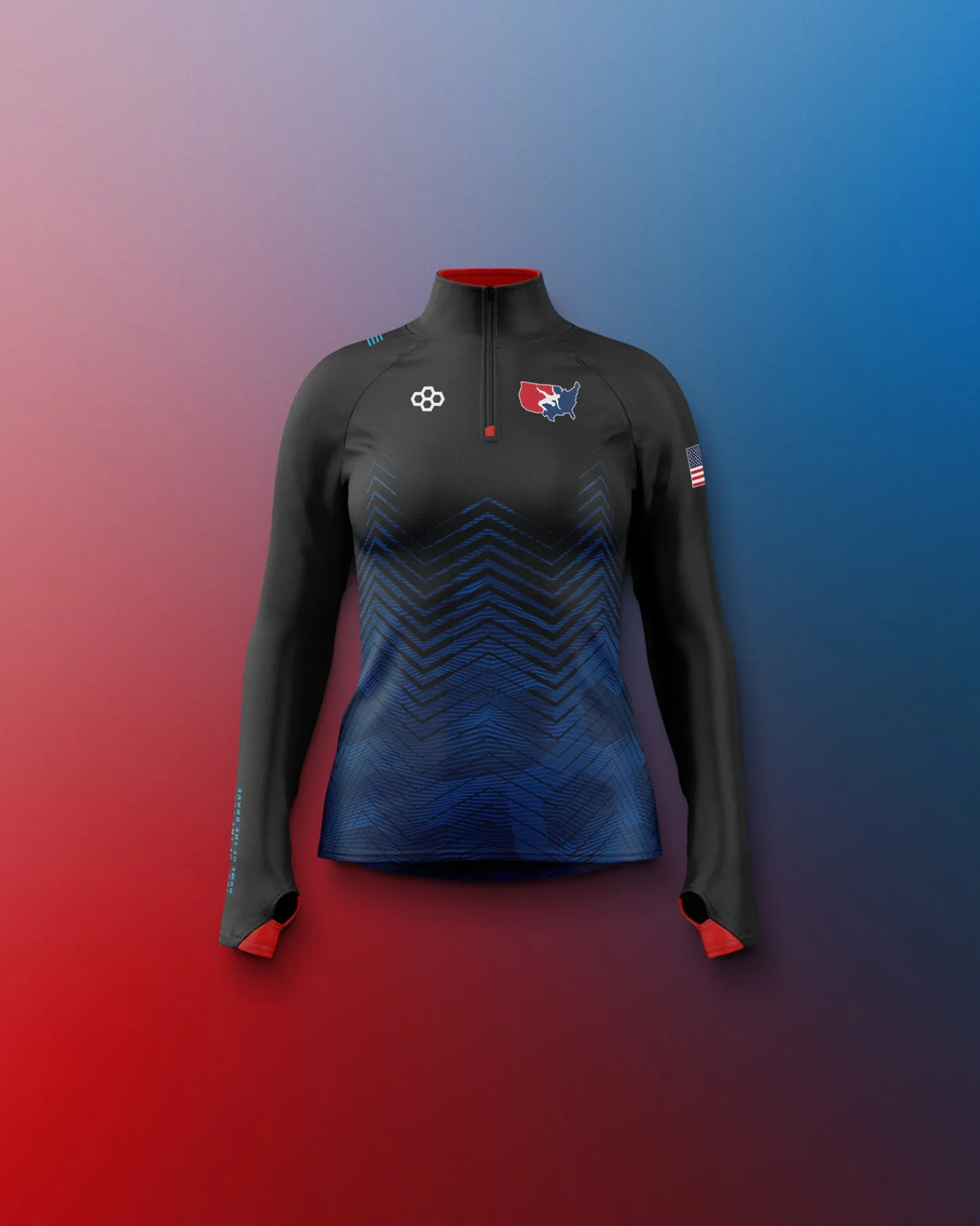 Jackets & 1/4 Zips>RUDIS USAW Girl's Sublimated 1/4 Zip Navy