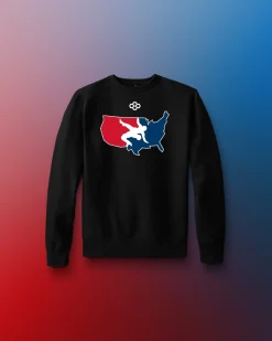 Hoodies & Pullovers>RUDIS USAW Logo Comfort Fleece Youth Crewneck Black