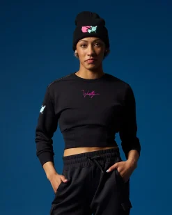 Hoodies & Pullovers>RUDIS USAW Wrestling Cool-Feel Women's Fitted Crew Black