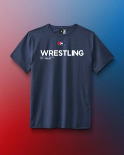Shirts & Tees|Shirts & Tees>RUDIS USAW Wrestling Performance Heather T-Shirt Heather Navy