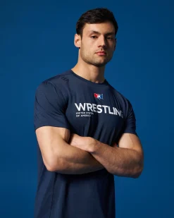 Shirts & Tees|Shirts & Tees>RUDIS USAW Wrestling Performance Heather T-Shirt Heather Navy
