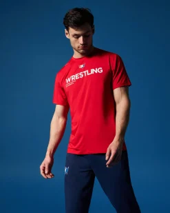 Shirts & Tees|Shirts & Tees>RUDIS USAW Wrestling Performance T-Shirt Red