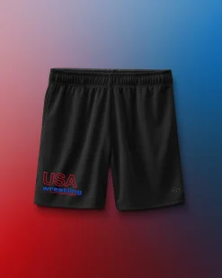 Shorts & Bottoms|Shorts & Bottoms>RUDIS USAW Wrestling Vintage 6" 2.0 Mesh Shorts Black
