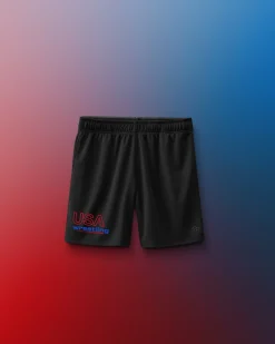 Shorts & Bottoms>RUDIS USAW Wrestling Vintage 6" 2.0 Youth Mesh Shorts Black