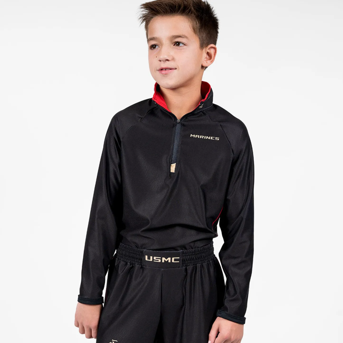 Jackets & 1/4 Zips>RUDIS USMC Uniform Youth Elite 1/4 Zip Black/Red