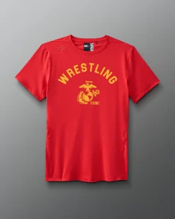 Shirts & Tees|Shirts & Tees>RUDIS USMC Wrestling Emblem Performance T-Shirt Red