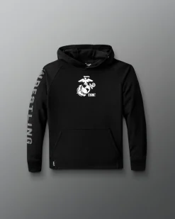 Hoodies & Pullovers>RUDIS USMC Wrestling Emblem Youth Elite Terry Hoodie Black