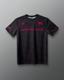 Shirts & Tees|Shirts & Tees>RUDIS Wrestling Wordmark Black Camo Sublimated T-Shirt