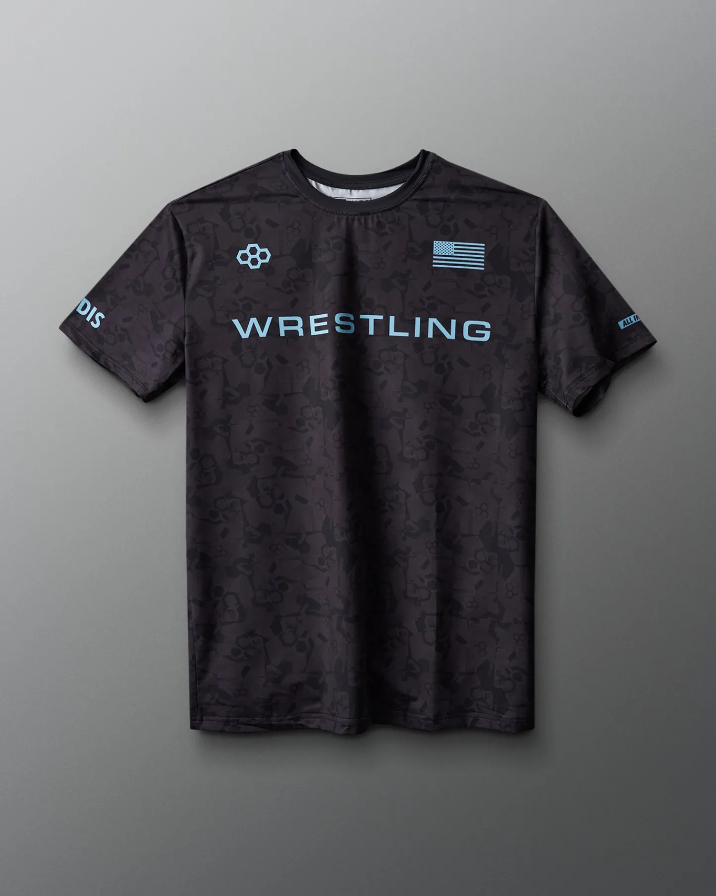 Shirts & Tees|Shirts & Tees>RUDIS Wrestling Wordmark Black Camo Sublimated T-Shirt